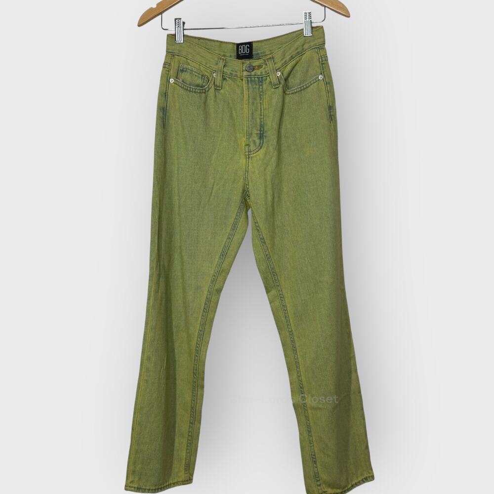 BDG Slim Straight Mom Jeans I Size 25 I Green Denim High Rise Ankle Grunge Punk